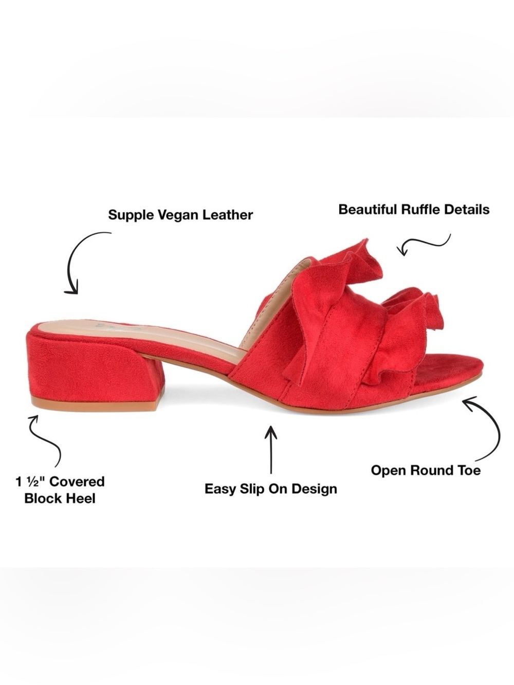 Women’s Red Ruffle Slide Sandals - Picture 5 of 6